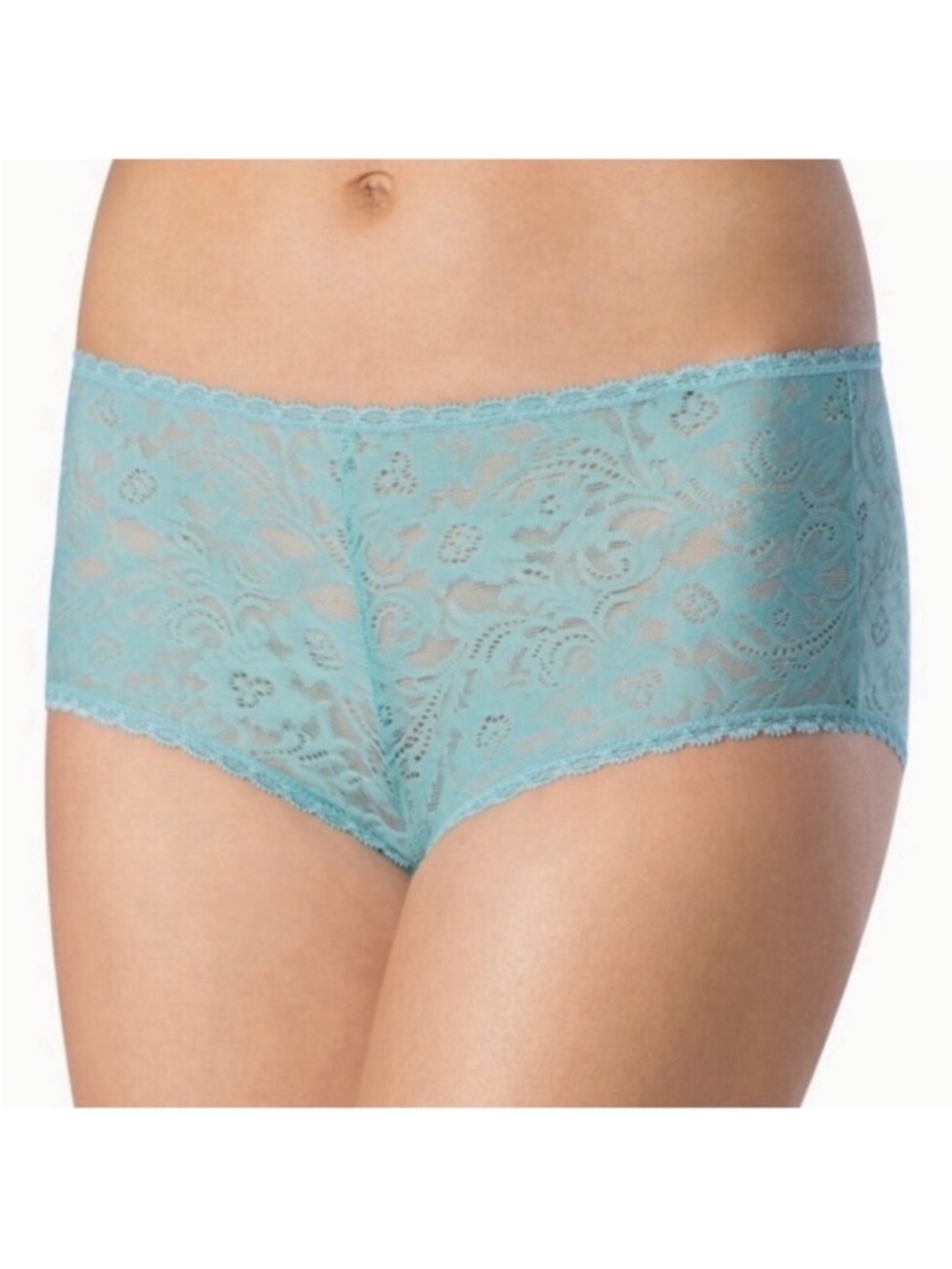 Soma Enticing Allover Lace Boyshort in Jade Kiss, Size Large